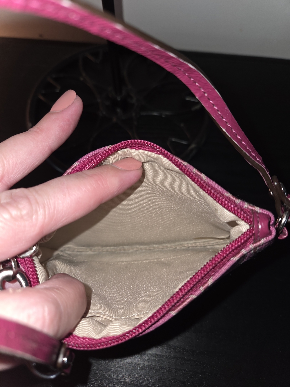 Coach Pink Signature Jacquard Wristlet - Picture 5 of 6